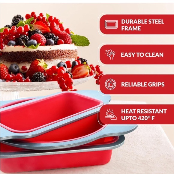Kitchen Silicone Baking Pans Set. 3 PCS Professional Silicone Non-Stick - Picture 3 of 6